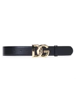 DOLCE&GABBANA Crossed Logo Leather Belt