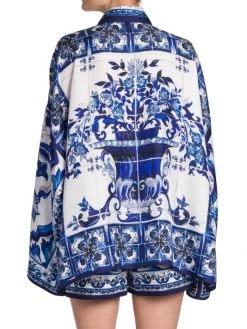 DOLCE&GABBANA Blu Mediterraneo Oversized Printed Kimono-Sleeve Shirt -Deals DOLCE&GABBANA Store unnamed file 1095