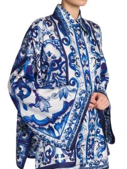 DOLCE&GABBANA Blu Mediterraneo Oversized Printed Kimono-Sleeve Shirt -Deals DOLCE&GABBANA Store unnamed file 1096