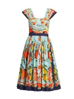 DOLCE&GABBANA Capri Painterly Fruit Midi-Dress