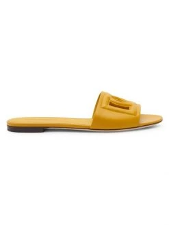 DOLCE&GABBANA DG Cutout Leather Slides