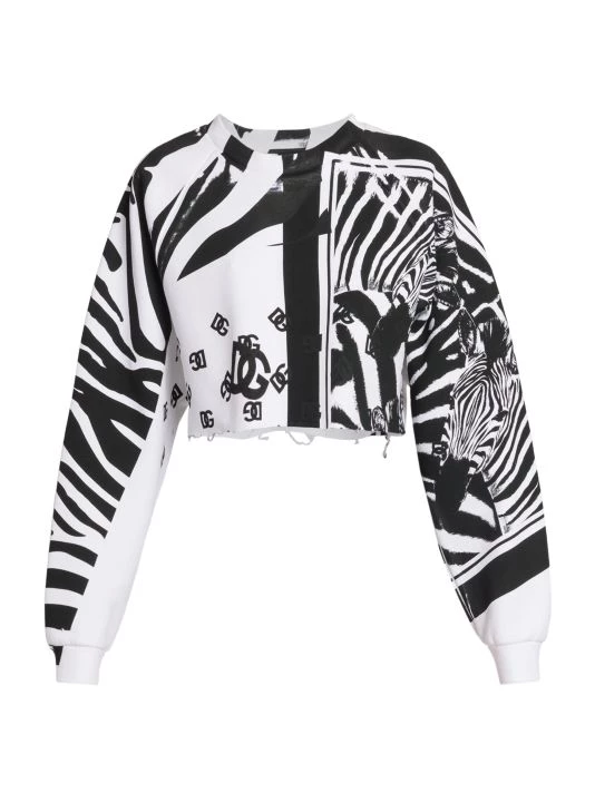 DOLCE&GABBANA Zebra Cropped Zebra & Logo-Print Sweatshirt 3 DOLCE&GABBANA Zebra Cropped Zebra & Logo-Print Sweatshirt