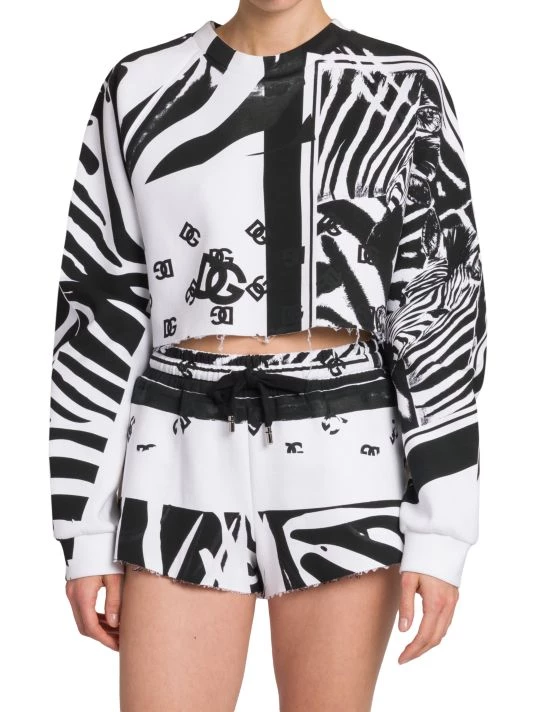 DOLCE&GABBANA Zebra Cropped Zebra & Logo-Print Sweatshirt 5 DOLCE&GABBANA Zebra Cropped Zebra & Logo-Print Sweatshirt - Image 3