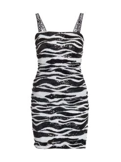 DOLCE&GABBANA Zebra-Print Draped Sequin Minidress