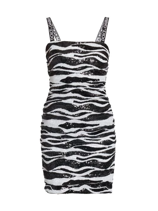 DOLCE&GABBANA Zebra-Print Draped Sequin Minidress 3 DOLCE&GABBANA Zebra-Print Draped Sequin Minidress