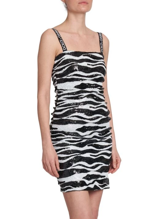 DOLCE&GABBANA Zebra-Print Draped Sequin Minidress 6 DOLCE&GABBANA Zebra-Print Draped Sequin Minidress - Image 4