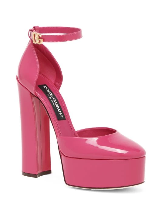 DOLCE&GABBANA Logo Patent Leather Platform Ankle-Strap Pumps 4 DOLCE&GABBANA Logo Patent Leather Platform Ankle-Strap Pumps - Image 2