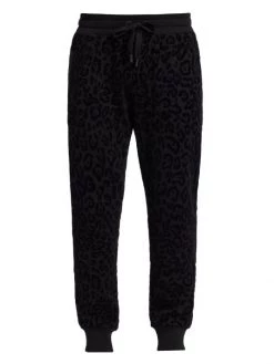 DOLCE&GABBANA Tonal Leopard Flocked-Print Joggers For Men