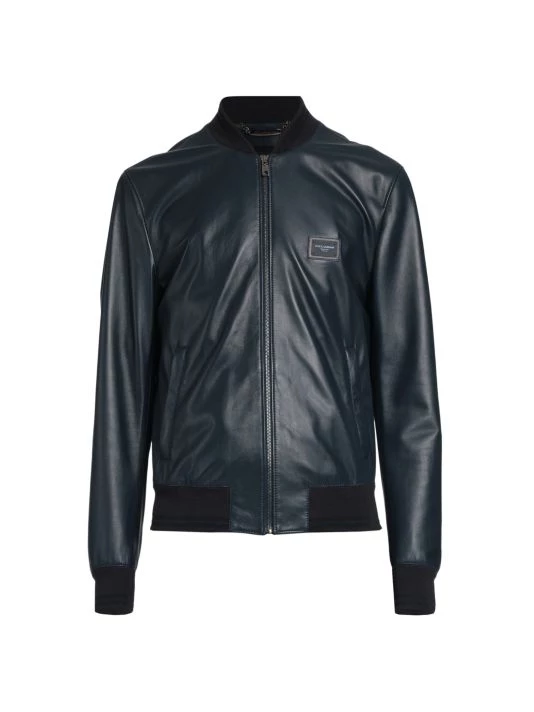 DOLCE&GABBANA Zip-Up Leather Bomber Jacket For Men 3 DOLCE&GABBANA Zip-Up Leather Bomber Jacket For Men