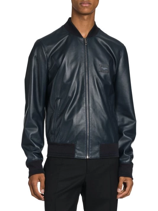 DOLCE&GABBANA Zip-Up Leather Bomber Jacket For Men 5 DOLCE&GABBANA Zip-Up Leather Bomber Jacket For Men - Image 3