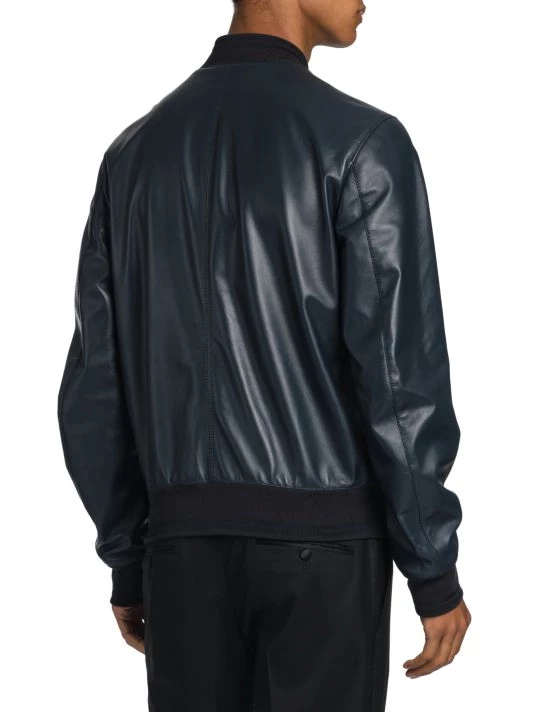 DOLCE&GABBANA Zip-Up Leather Bomber Jacket For Men 7 DOLCE&GABBANA Zip-Up Leather Bomber Jacket For Men - Image 5