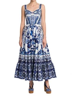 DOLCE&GABBANA Blu Mediterraneo Painterly Fit & Flare Maxi Dress -Deals DOLCE&GABBANA Store unnamed file 1277