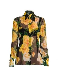 DOLCE&GABBANA Semi-Sheer Floral Shirt