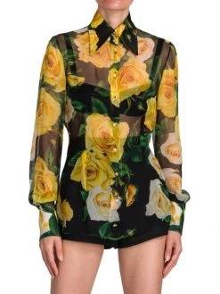 DOLCE&GABBANA Semi-Sheer Floral Shirt -Deals DOLCE&GABBANA Store unnamed file 1298