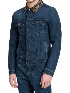 DOLCE&GABBANA Leopard Collar Denim Jacket For Men -Deals DOLCE&GABBANA Store unnamed file 130