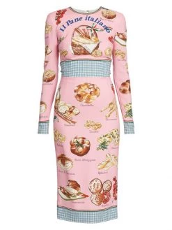 DOLCE&GABBANA Capri Painterly Food-Print Midi-Dress