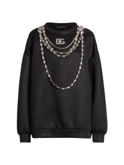DOLCE&GABBANA Crystal-Embellished Chain & Logo Top