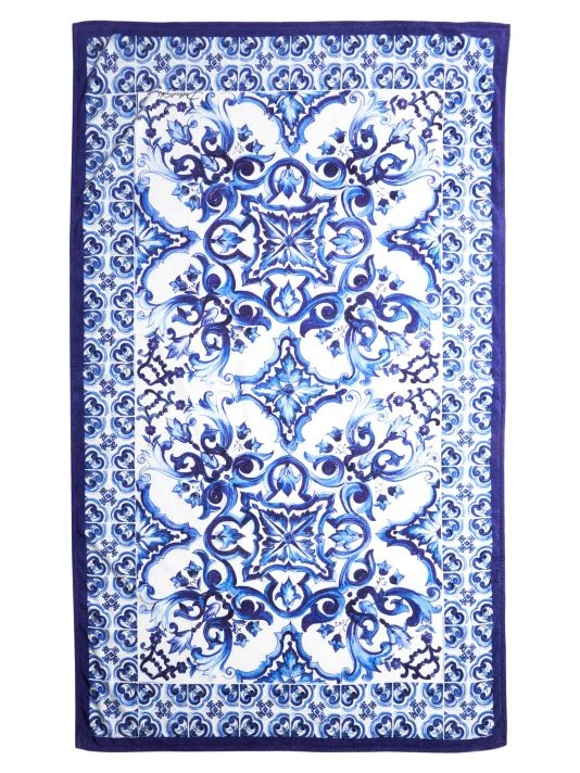 DOLCE&GABBANA Blu Mediterraneo Large Painterly-Print Towel 2 DOLCE&GABBANA Blu Mediterraneo Large Painterly-Print Towel