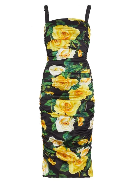 DOLCE&GABBANA Ruched Floral Knee-Length Dress 3 DOLCE&GABBANA Ruched Floral Knee-Length Dress