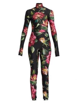 DOLCE&GABBANA Floral Body-Con Turtleneck Jumpsuit