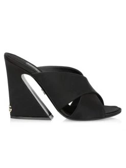DOLCE&GABBANA DG Logo Satin Block-Heel Mules