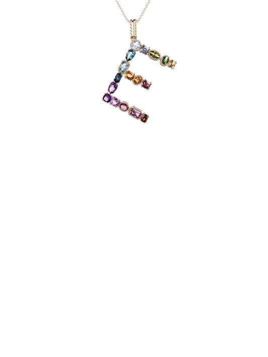 DOLCE&GABBANA Rainbow Alphabet 18K Gold & Gemstone Initial E Pendant Necklace 4 DOLCE&GABBANA Rainbow Alphabet 18K Gold & Gemstone Initial E Pendant Necklace - Image 2