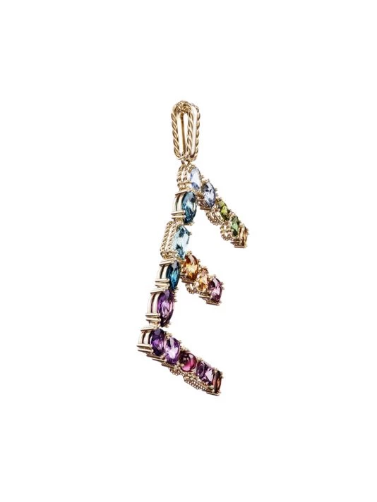 DOLCE&GABBANA Rainbow Alphabet 18K Gold & Gemstone Initial E Pendant Necklace 5 DOLCE&GABBANA Rainbow Alphabet 18K Gold & Gemstone Initial E Pendant Necklace - Image 3