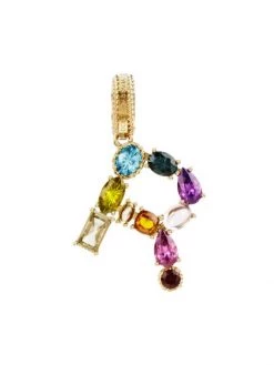 DOLCE&GABBANA Rainbow Alphabet 18K Yellow Gold & Multi Gemstone Initial R Charm