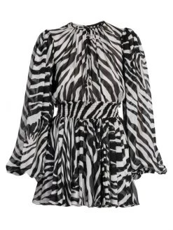 DOLCE&GABBANA Zebra Print Silk Chiffon Minidress
