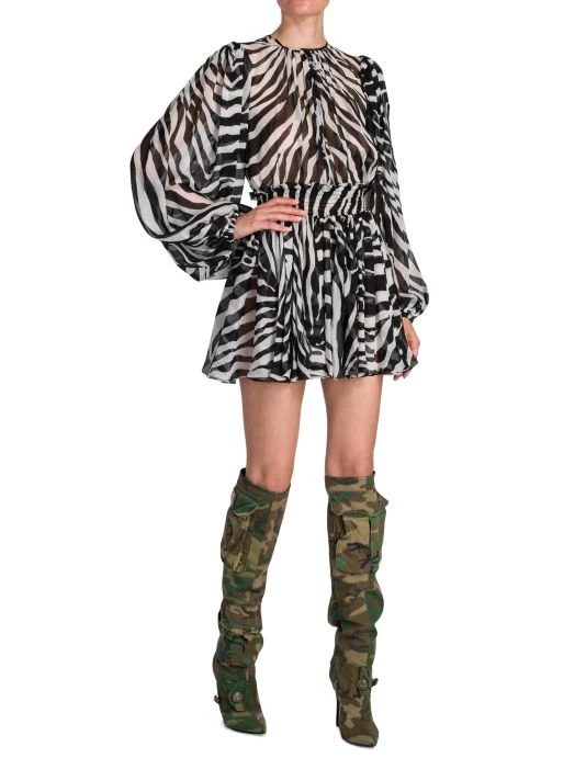 DOLCE&GABBANA Zebra Print Silk Chiffon Minidress 4 DOLCE&GABBANA Zebra Print Silk Chiffon Minidress - Image 2