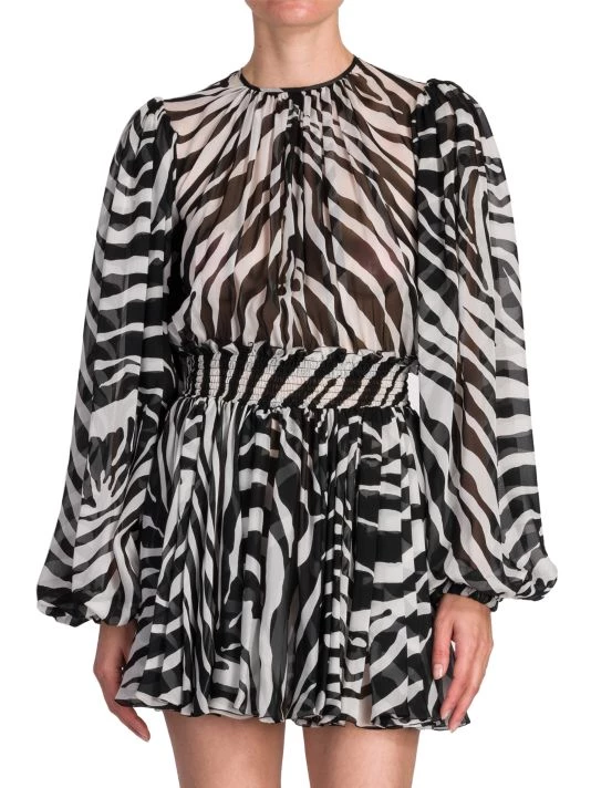 DOLCE&GABBANA Zebra Print Silk Chiffon Minidress 5 DOLCE&GABBANA Zebra Print Silk Chiffon Minidress - Image 3