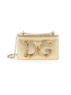 DOLCE&GABBANA D&G Girls Metallic Leather Crossbody Phone Case