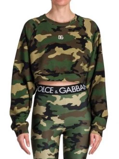 DOLCE&GABBANA Camo Crystal Logo Cropped Sweatshirt -Deals DOLCE&GABBANA Store unnamed file 1544