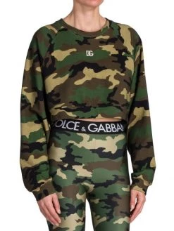 DOLCE&GABBANA Camo Crystal Logo Cropped Sweatshirt -Deals DOLCE&GABBANA Store unnamed file 1545
