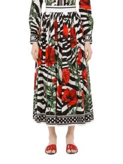 DOLCE&GABBANA Poppy & Zebra-Print Midi-Skirt -Deals DOLCE&GABBANA Store unnamed file 1554