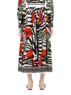 DOLCE&GABBANA Poppy & Zebra-Print Midi-Skirt -Deals DOLCE&GABBANA Store unnamed file 1556