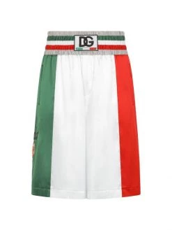 DOLCE&GABBANA Tricolor Satin Pull-On Shorts For Men