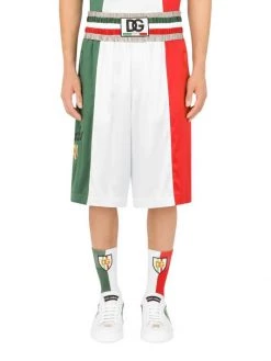 DOLCE&GABBANA Tricolor Satin Pull-On Shorts For Men -Deals DOLCE&GABBANA Store unnamed file 1589