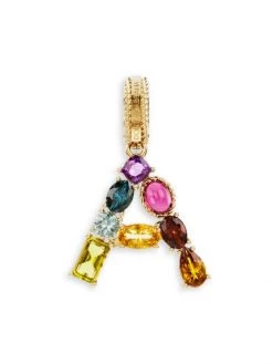 DOLCE&GABBANA Rainbow Alphabet 18K Yellow Gold & Multi Gemstone Initial A Charm