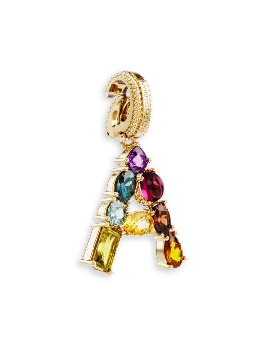 DOLCE&GABBANA Rainbow Alphabet 18K Yellow Gold & Multi Gemstone Initial A Charm 4 DOLCE&GABBANA Rainbow Alphabet 18K Yellow Gold & Multi Gemstone Initial A Charm - Image 2