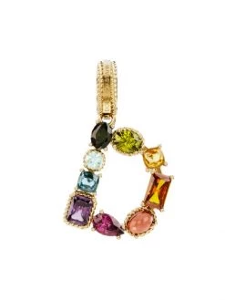 DOLCE&GABBANA Rainbow Alphabet 18K Yellow Gold & Multi Gemstone Initial D Charm