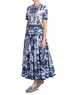 DOLCE&GABBANA Blu Mediterraneo Printed Fit & Flare Midi-Dress -Deals DOLCE&GABBANA Store unnamed file 1647