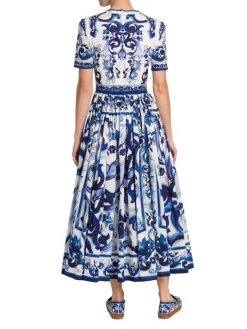 DOLCE&GABBANA Blu Mediterraneo Printed Fit & Flare Midi-Dress -Deals DOLCE&GABBANA Store unnamed file 1648