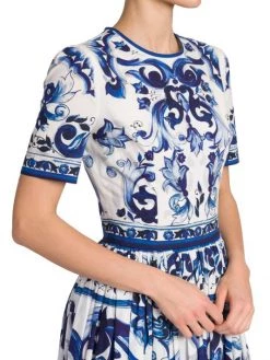 DOLCE&GABBANA Blu Mediterraneo Printed Fit & Flare Midi-Dress -Deals DOLCE&GABBANA Store unnamed file 1649