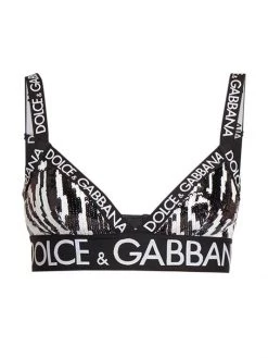 DOLCE&GABBANA Sequined Logo Triangle Bra