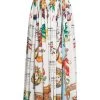DOLCE&GABBANA Capri Pleated Painterly & Calendar-Print Maxi Skirt