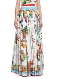 DOLCE&GABBANA Capri Pleated Painterly & Calendar-Print Maxi Skirt -Deals DOLCE&GABBANA Store unnamed file 1671