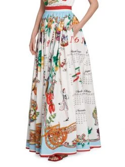 DOLCE&GABBANA Capri Pleated Painterly & Calendar-Print Maxi Skirt -Deals DOLCE&GABBANA Store unnamed file 1672