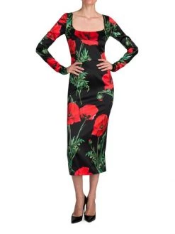 DOLCE&GABBANA Satin Poppy Print Midi Dress 10 DOLCE&GABBANA Satin Poppy Print Midi Dress -Deals DOLCE&GABBANA Store unnamed file 1682