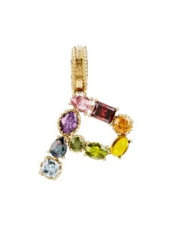 DOLCE&GABBANA Rainbow Alphabet 18K Yellow Gold & Multi Gemstone Initial P Charm